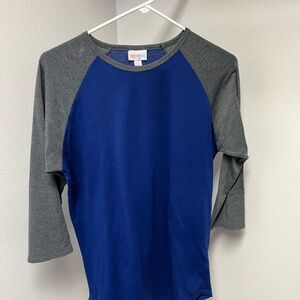 LuLaRoe Blue and Gray Long Sleeve Tee